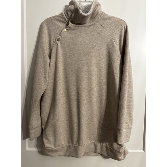 Isabel by Ingrid & Isabel Maternity Sherpa Sweater Sweatshirt Sz L Oatmeal Cozy - Picture 1 of 9